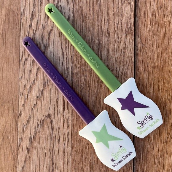 Lot of 2 Scentsy Warmer Spatulas Wax Remover Tool Purple Green NEW - Picture 5 of 5